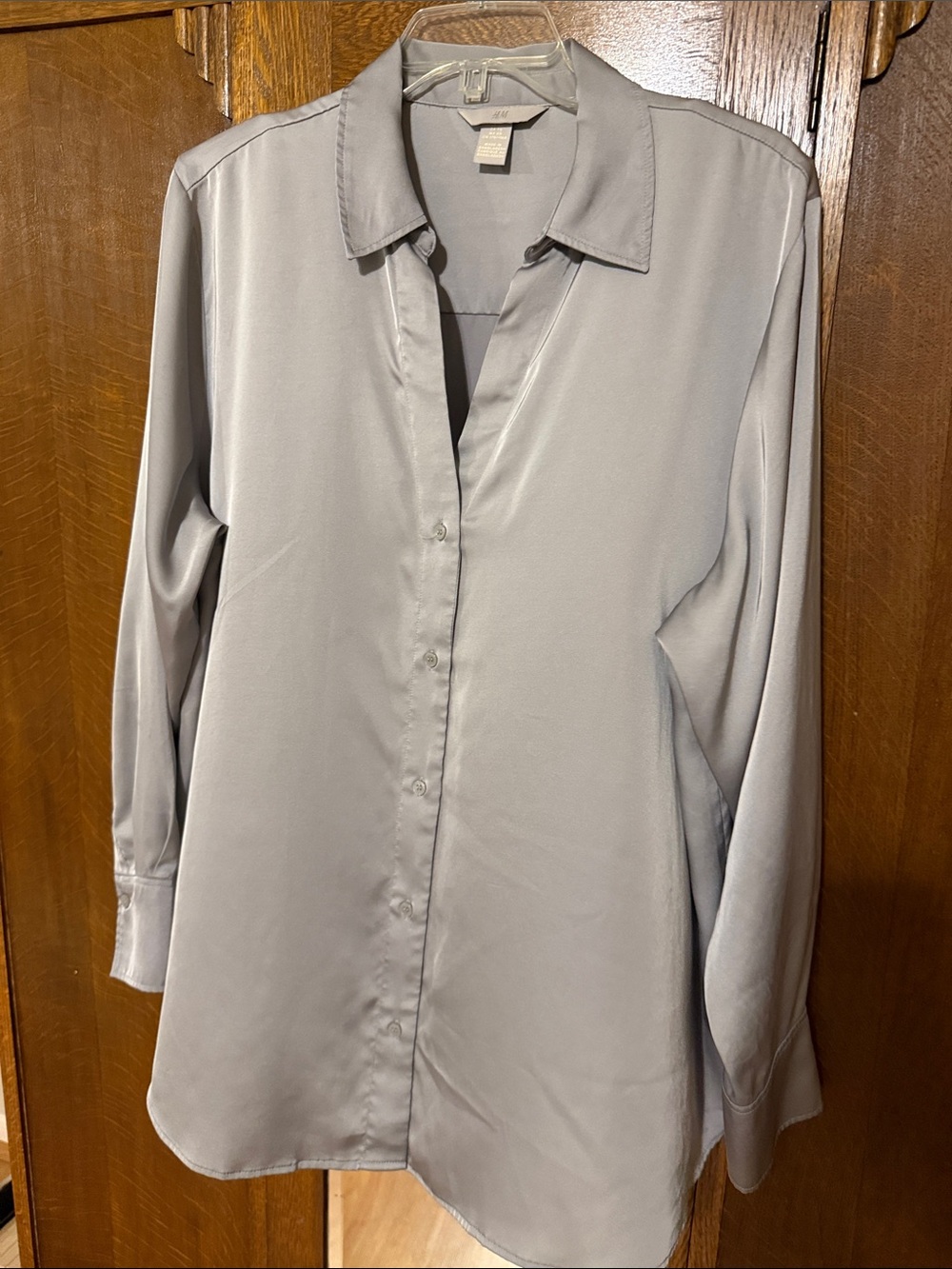 H&M Light Gray Satin Blouse, XL